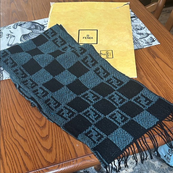 Fendi Black and Teal “FF” Scarf - NWT - Picture 1 of 5